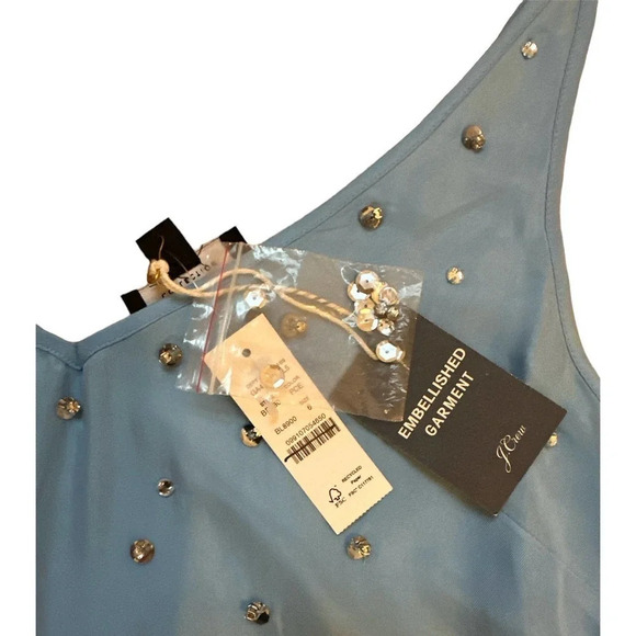 JCrew Collection limited-edition embellished V-neck slip dress in cupro blend - Picture 3 of 5